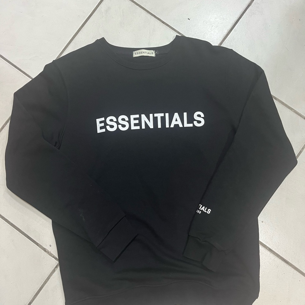 Essentials Black Hoodie with White Logo